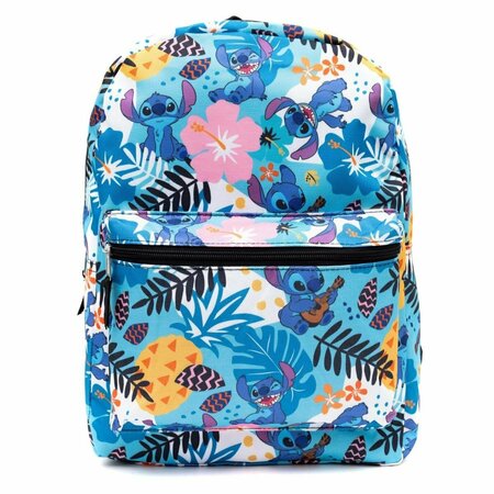 LILO & STITCH 16 in. Disney Tropical Days All Over Print Backpack, Blue 861341